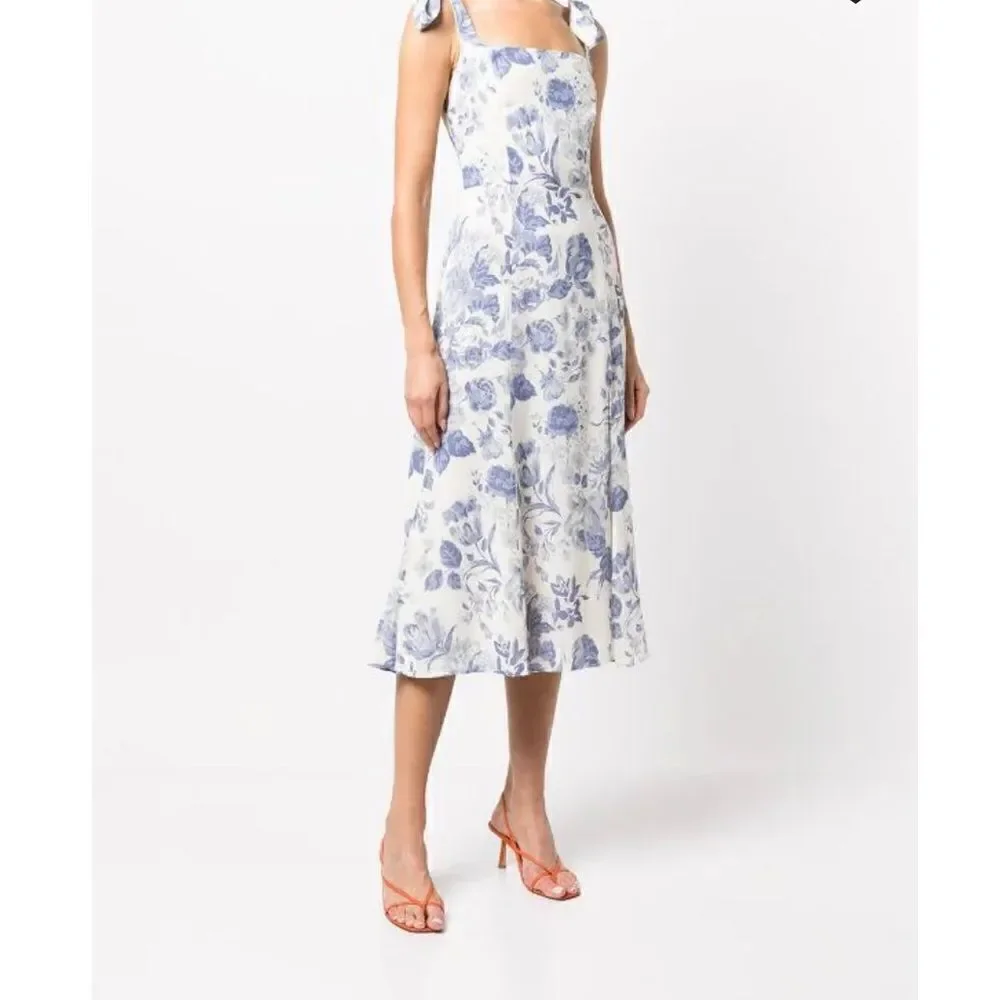 Reformation Lucerne Floral Print Twilight Midi Dress NWT $278 - Picture 11 of 12